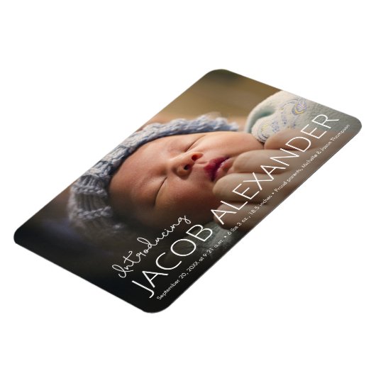 男の赤ちゃんかわいい写真名誕生日 マグネット (左側)