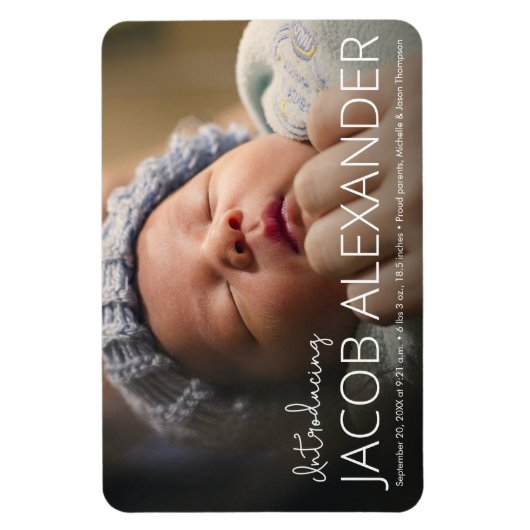 男の赤ちゃんかわいい写真名誕生日 マグネット (縦)