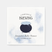 男の赤ちゃんがハロウィーンの赤ちゃんシャワーを浴びている スタンダードカクテルナプキン (正面)