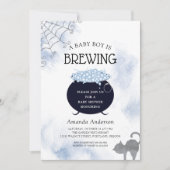 男の赤ちゃんがハロウィーンの赤ちゃんシャワーを浴びている 招待状 (正面)