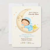 男の赤ちゃんが月の赤ん坊のシャワーを浴びる 招待状 (正面)