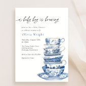 男の赤ちゃんが紅茶パーティーの赤ちゃんシャワーを醸造している 招待状