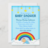 男の赤ちゃんが虹と雲の下で眠る 招待状 (正面)