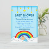 男の赤ちゃんが虹と雲の下で眠る 招待状 (スタンド正面)