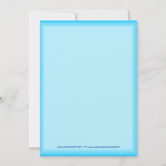 男の赤ちゃんが虹と雲の下で眠る 招待状 (裏面)