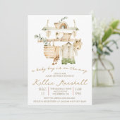 男の赤ちゃんが行く!物干し用ベビーシャワー 招待状 (スタンド正面)