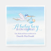 男の赤ちゃんが青いナプキンを持って行く スタンダードランチョンナプキン (正面)