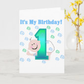 男の赤ちゃんそれは私の第1誕生日です カード (黄色い花)