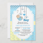 男の赤ちゃんだ |かわいいブルーベビー 招待状 (正面)