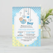 男の赤ちゃんだ |かわいいブルーベビー 招待状 (スタンド正面)