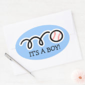 男の赤ちゃんだ |ビッグオーバル野球のステッカー 楕円形シール (封筒)