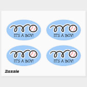 男の赤ちゃんだ |ビッグオーバル野球のステッカー 楕円形シール (シート)