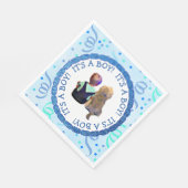 男の赤ちゃんとその犬の青と緑の紙吹雪 スタンダードランチョンナプキン (角)