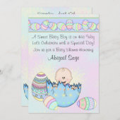 男の赤ちゃんとイースターエッグベビーシャワー招待状 招待状 (正面/裏面)