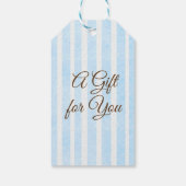 男の赤ちゃんとテディベアブルーストライプのサンキューラベル ギフトタグ (裏面)