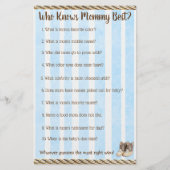 男の赤ちゃんとテディベア赤ちゃんシャワーゲーム チラシ (裏面)