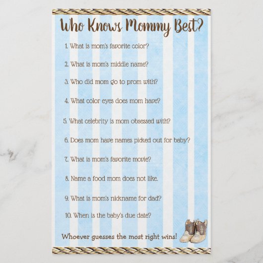 男の赤ちゃんとテディベア赤ちゃんシャワーゲーム チラシ (裏面)