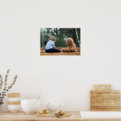 男の赤ちゃんとテディベア ポスター (キッチン)