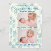 男の赤ちゃんと兄弟姉妹新規到着 案内状 (正面/裏面)