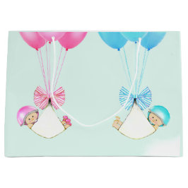 男の赤ちゃんと女の子ツイン ラージペーパーバッグ