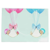 男の赤ちゃんと女の子ツイン ラージペーパーバッグ (裏面)