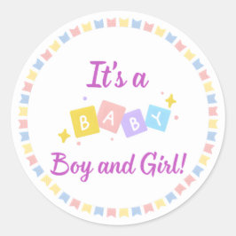 男の赤ちゃんと女児の双子だ ラウンドシール