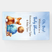 男の赤ちゃんと彼のコーギ子犬の赤ちゃんシャワー 横断幕 (横)