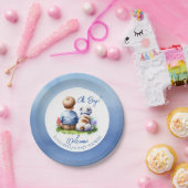 男の赤ちゃんと彼のブルドッグ赤ちゃんシャワー ペーパープレート (パーティー)