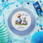 男の赤ちゃんと彼のブルドッグ赤ちゃんシャワー ペーパープレート (パーティー)