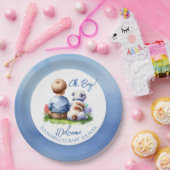 男の赤ちゃんと彼のブルドッグ赤ちゃんシャワー ペーパープレート (パーティー)