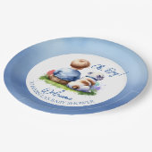 男の赤ちゃんと彼のブルドッグ赤ちゃんシャワー ペーパープレート (アングル)