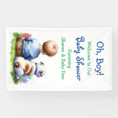 男の赤ちゃんと彼のブルドッグ赤ちゃんシャワー 横断幕 (横)