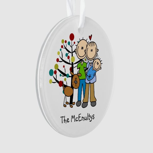 男の赤ちゃんと犬の新しい親オーナメント オーナメント (正面)