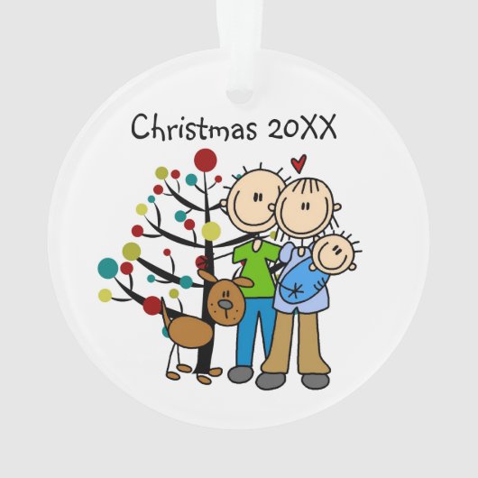 男の赤ちゃんと犬の新しい親オーナメント オーナメント (裏面)