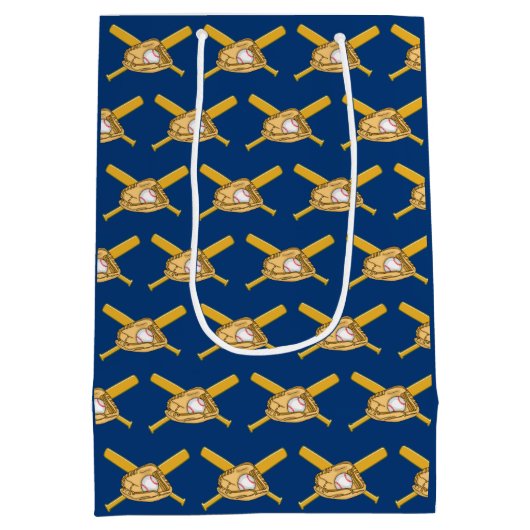 男の赤ちゃんと犬の野球をテーマにした赤ちゃんシャワー ミディアムペーパーバッグ (裏面)