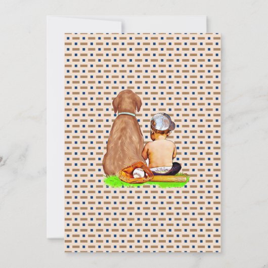 男の赤ちゃんと犬の野球をテーマにした赤ちゃんシャワー 招待状 (裏面)