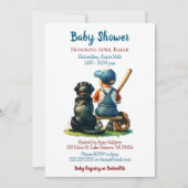 男の赤ちゃんと犬 | 甘い赤パーソナライズされたちゃんシャワー 招待状 (正面)