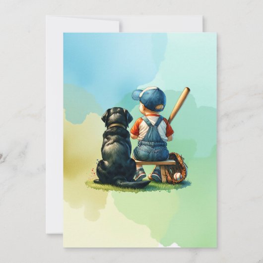 男の赤ちゃんと犬 | 甘い赤パーソナライズされたちゃんシャワー 招待状 (裏面)