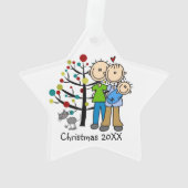 男の赤ちゃんと猫の新しい親オーナメント オーナメント (裏面)