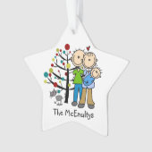 男の赤ちゃんと猫の新しい親オーナメント オーナメント (正面)