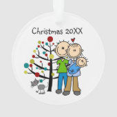 男の赤ちゃんと猫の新しい親オーナメント オーナメント (裏面)