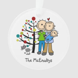 男の赤ちゃんと猫の新しい親オーナメント オーナメント