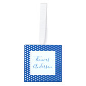 男の赤ちゃんと生まれたばかりの誕生の状態と写真 キューブオーナメント (正面)