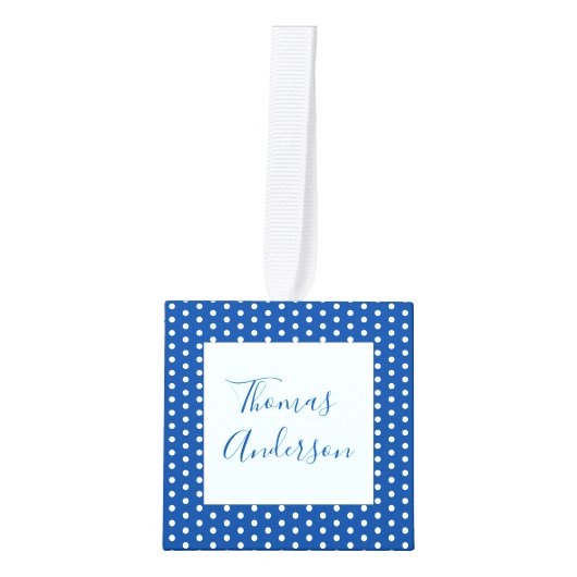 男の赤ちゃんと生まれたばかりの誕生の状態と写真 キューブオーナメント (正面)