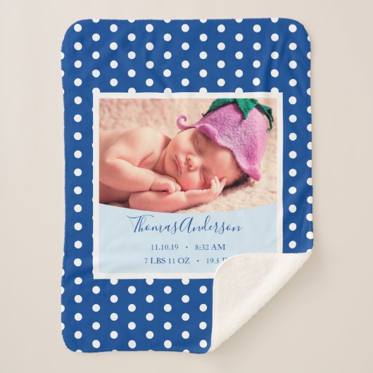 男の赤ちゃんと生まれたばかりの誕生の状態と写真 シェルパブランケット (正面)