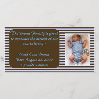 男の赤ちゃんのお知らせ – BrownとBlue 案内状