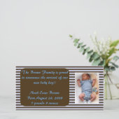 男の赤ちゃんのお知らせ – BrownとBlue 案内状 (スタンド正面)