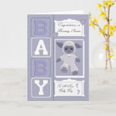 男の赤ちゃんのお祝い カード (黄色い花)