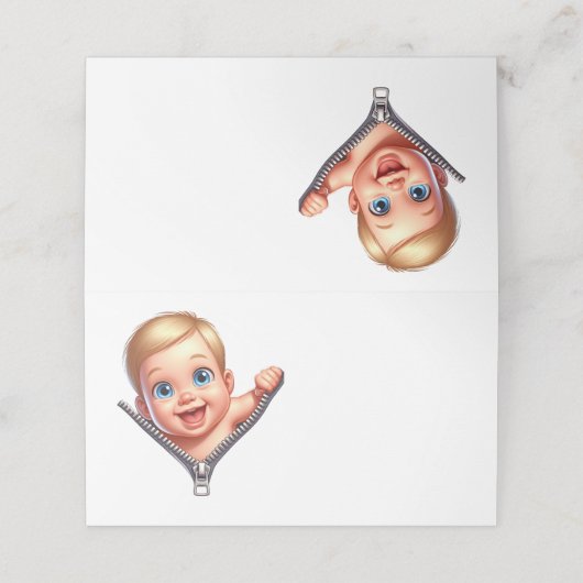 男の赤ちゃんのぞき赤ちゃんシャワー白ありがとう プレイスカード (外部開封)