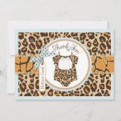 男の赤ちゃんのちょうネクタイのチータのプリントは感謝していしています サンキューカード (正面)